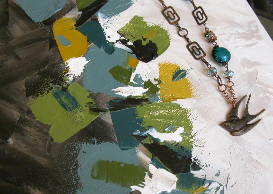 Oil Painting and Handmade Jewelry Steampunk Vintage Eclectic